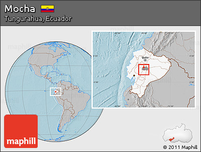 Gray Location Map of Mocha, highlighted country, highlighted parent region, hill shading