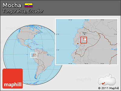 Gray Location Map of Mocha, highlighted parent region, within the entire country