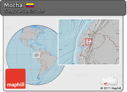 Gray Location Map of Mocha, highlighted parent region, hill shading