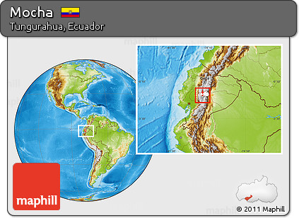 Physical Location Map of Mocha, highlighted parent region, within the entire country