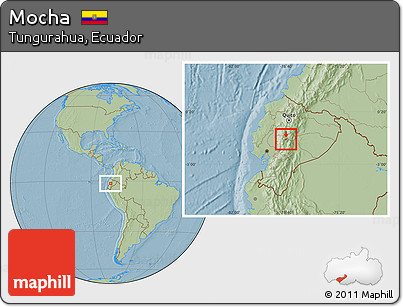 Savanna Style Location Map of Mocha, hill shading