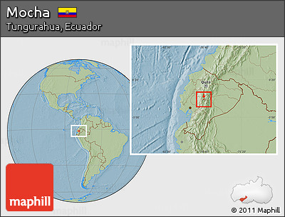 Savanna Style Location Map of Mocha, hill shading