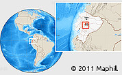 Shaded Relief Location Map of Mocha, highlighted country, highlighted parent region, within the entire country