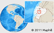 Shaded Relief Location Map of Mocha, highlighted country