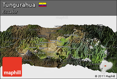 Satellite Panoramic Map of Tungurahua, darken