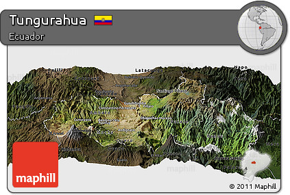 Satellite Panoramic Map of Tungurahua, darken