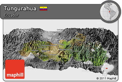 Satellite Panoramic Map of Tungurahua, desaturated