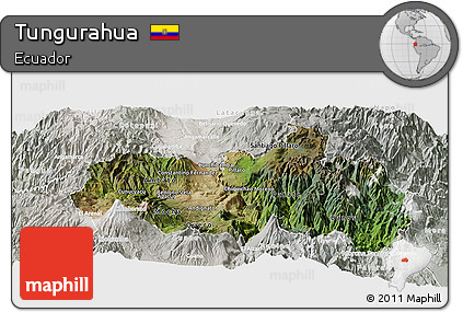 Satellite Panoramic Map of Tungurahua, lighten, semi-desaturated