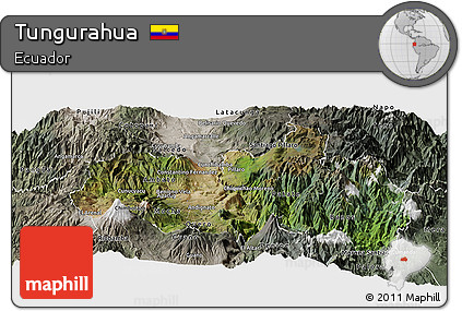 Satellite Panoramic Map of Tungurahua, semi-desaturated