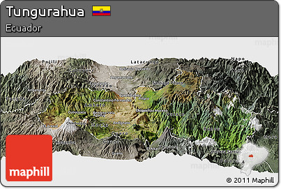 Satellite Panoramic Map of Tungurahua, semi-desaturated