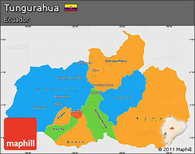 Political Simple Map of Tungurahua, single color outside