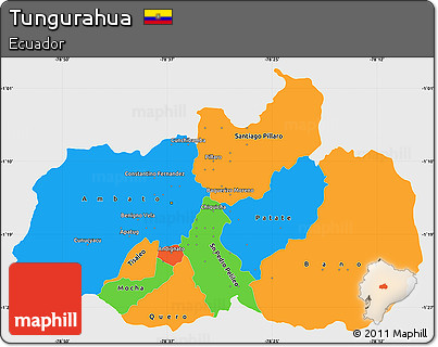 Political Simple Map of Tungurahua, single color outside