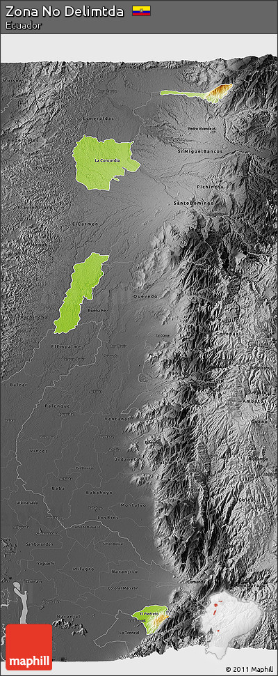 Physical 3D Map of Zona No Delimtda, darken, desaturated