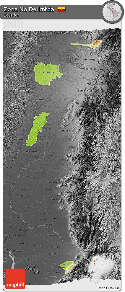 Physical 3D Map of Zona No Delimtda, darken, desaturated