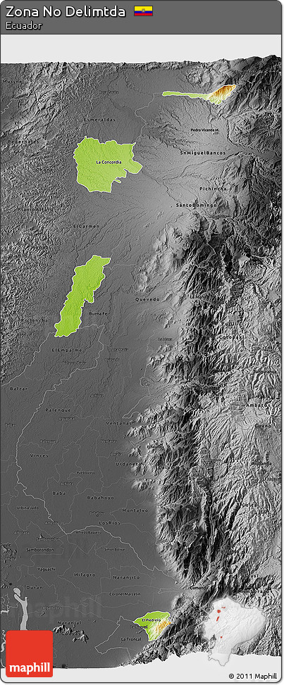 Physical 3D Map of Zona No Delimtda, darken, desaturated