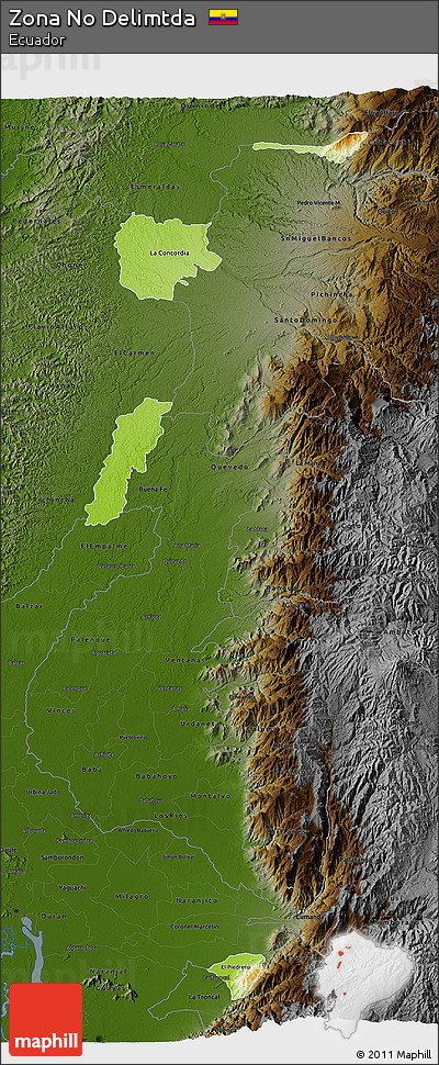 Physical 3D Map of Zona No Delimtda, darken