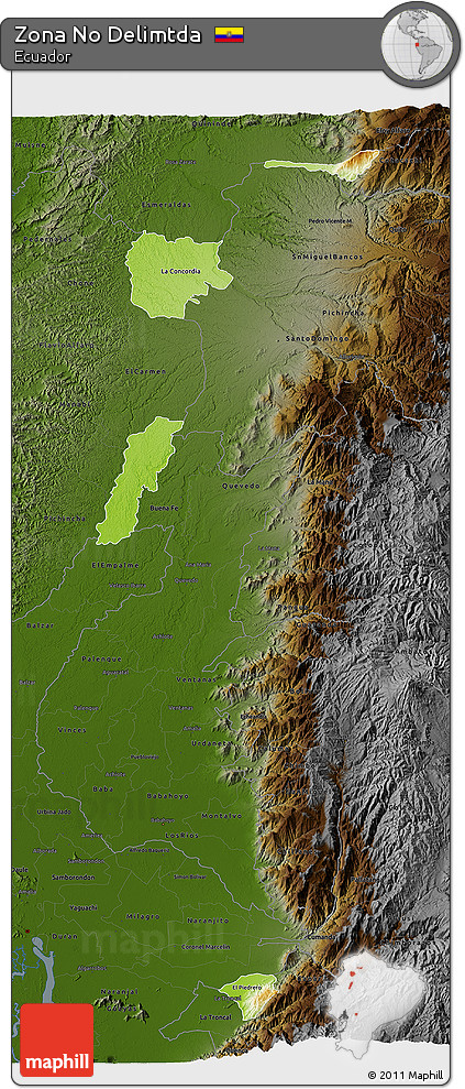 Physical 3D Map of Zona No Delimtda, darken