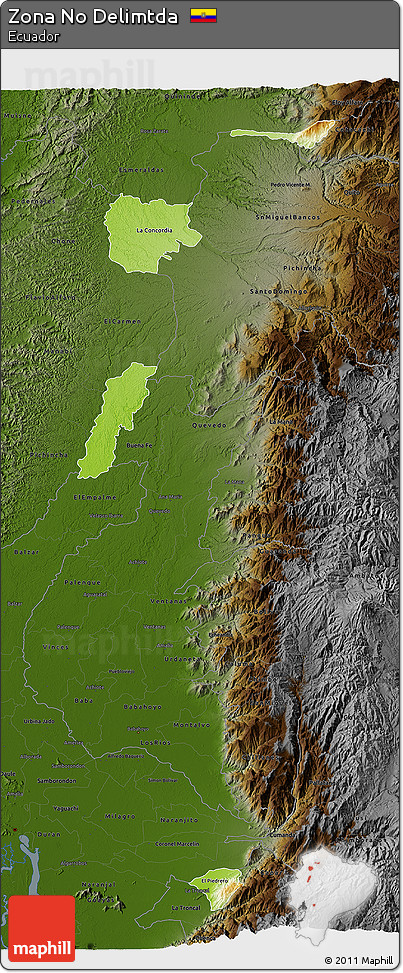 Physical 3D Map of Zona No Delimtda, darken