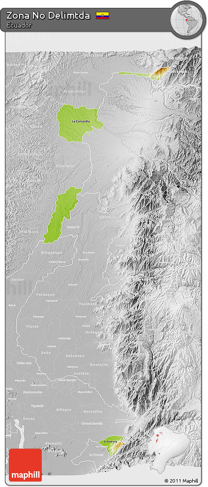Physical 3D Map of Zona No Delimtda, lighten, desaturated