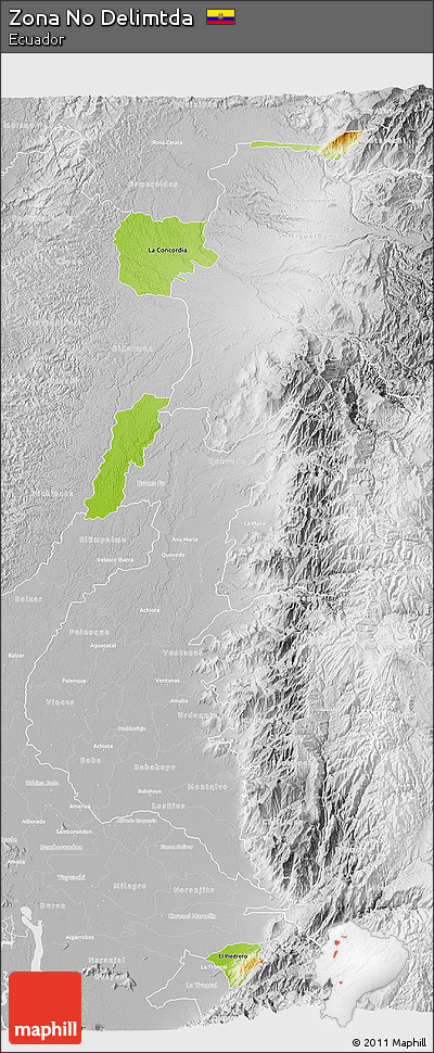 Physical 3D Map of Zona No Delimtda, lighten, desaturated