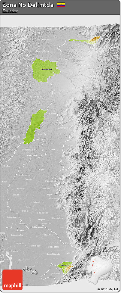 Physical 3D Map of Zona No Delimtda, lighten, desaturated