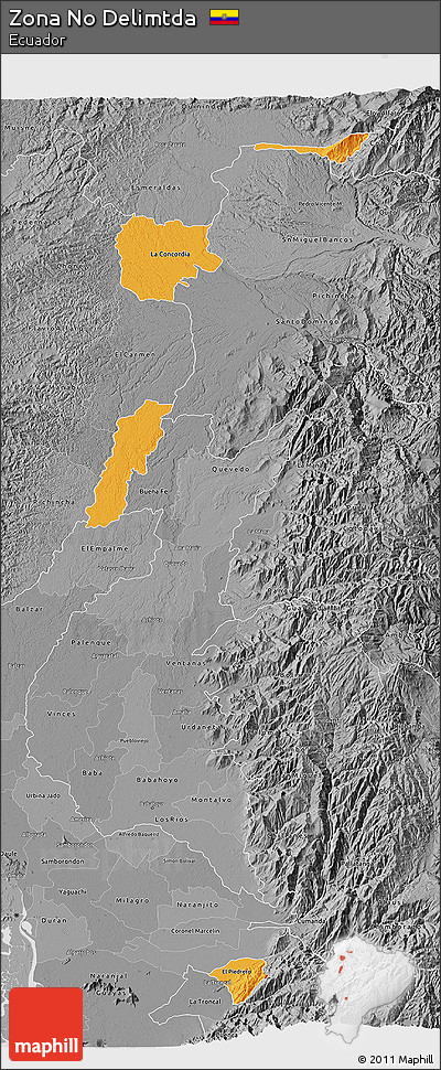 Political 3D Map of Zona No Delimtda, desaturated