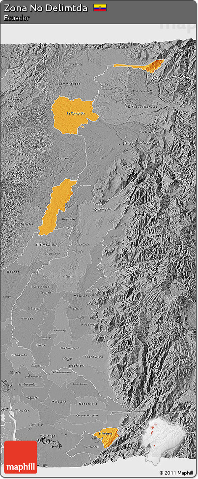 Political 3D Map of Zona No Delimtda, desaturated