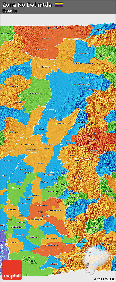 Political 3D Map of Zona No Delimtda