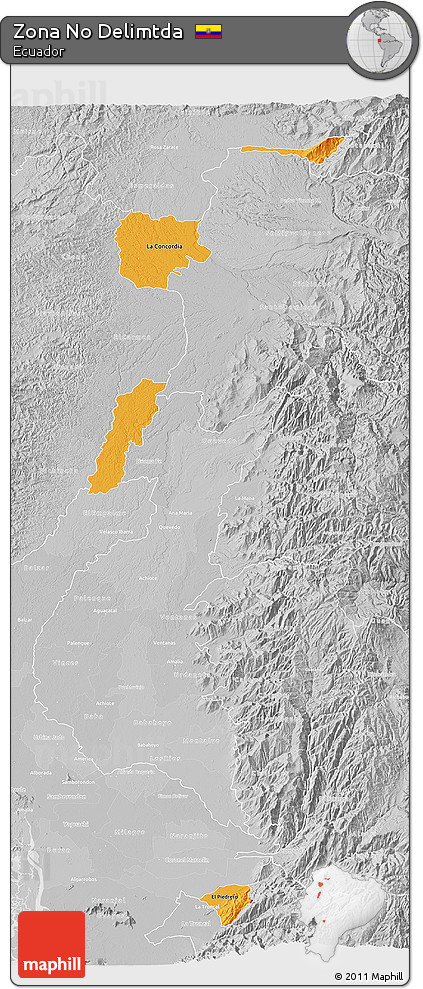 Political 3D Map of Zona No Delimtda, lighten, desaturated