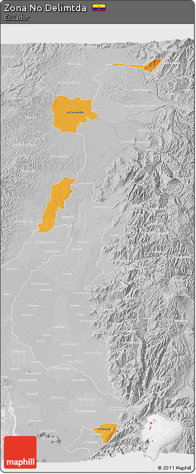 Political 3D Map of Zona No Delimtda, lighten, desaturated
