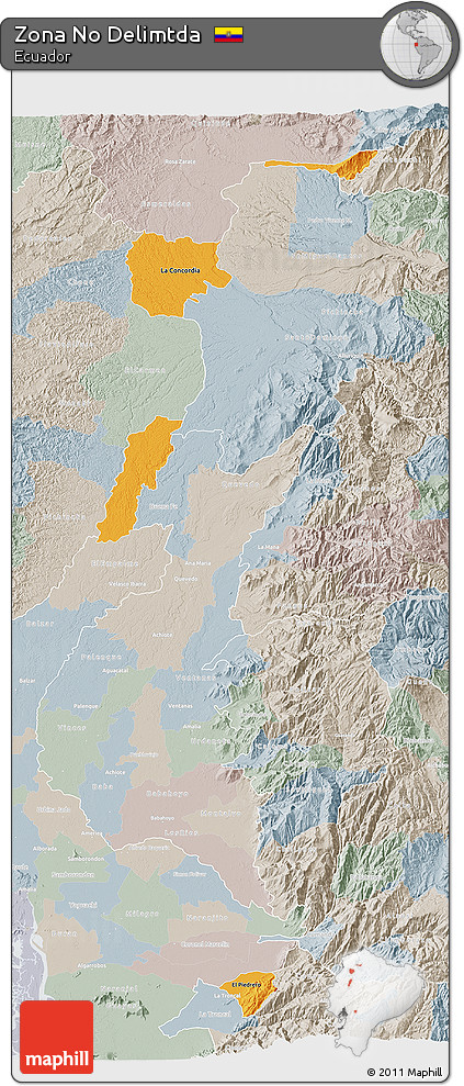 Political 3D Map of Zona No Delimtda, lighten, semi-desaturated