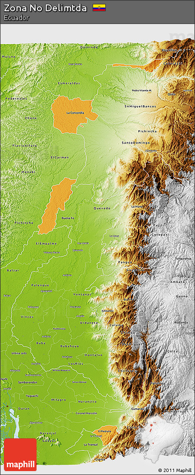 Political 3D Map of Zona No Delimtda, physical outside