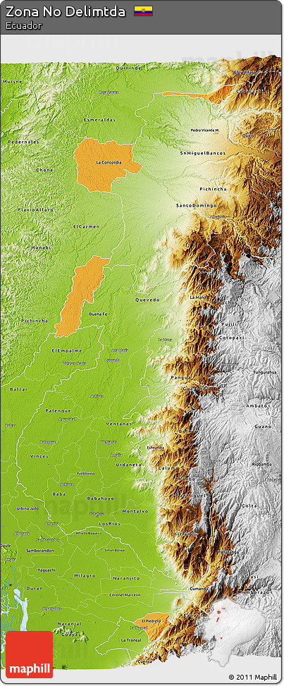 Political 3D Map of Zona No Delimtda, physical outside