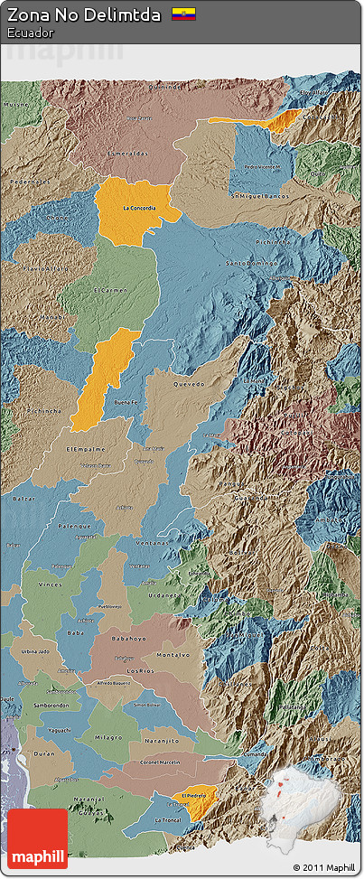 Political 3D Map of Zona No Delimtda, semi-desaturated