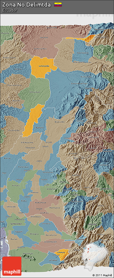 Political 3D Map of Zona No Delimtda, semi-desaturated