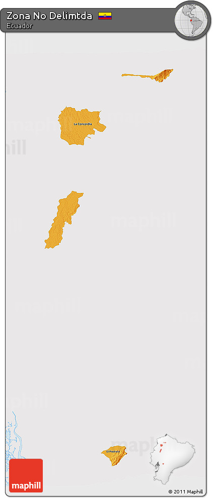 Political 3D Map of Zona No Delimtda, single color outside