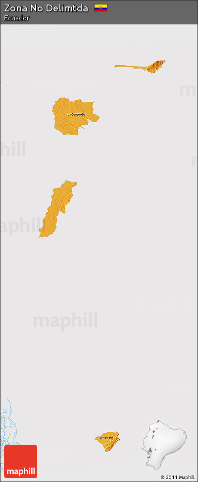 Political 3D Map of Zona No Delimtda, single color outside