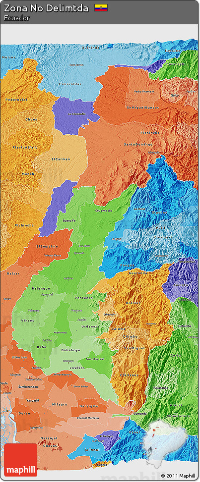Political Shades 3D Map of Zona No Delimtda