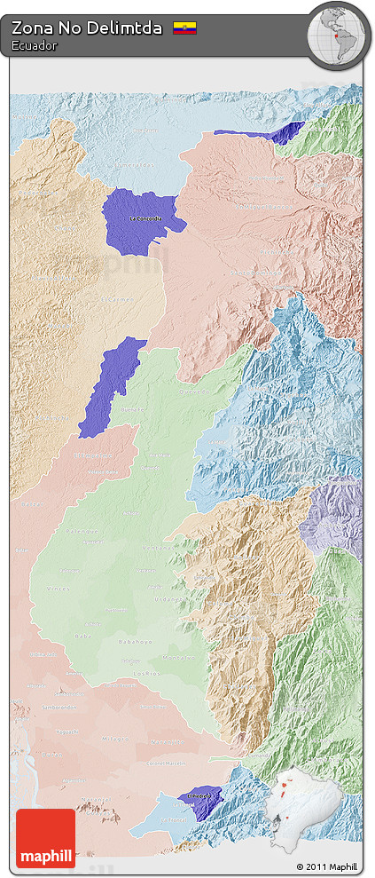 Political Shades 3D Map of Zona No Delimtda, lighten