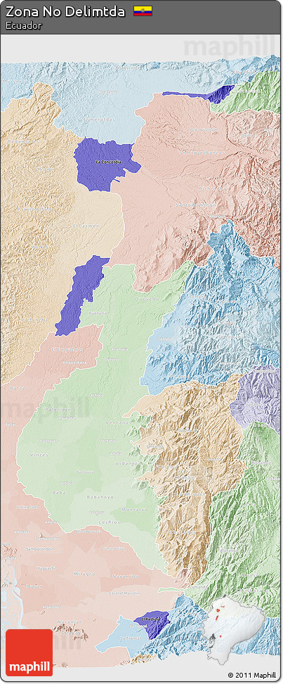 Political Shades 3D Map of Zona No Delimtda, lighten