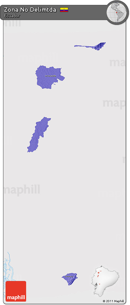 Political Shades 3D Map of Zona No Delimtda, single color outside