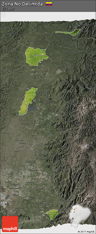 Satellite 3D Map of Zona No Delimtda, darken, semi-desaturated