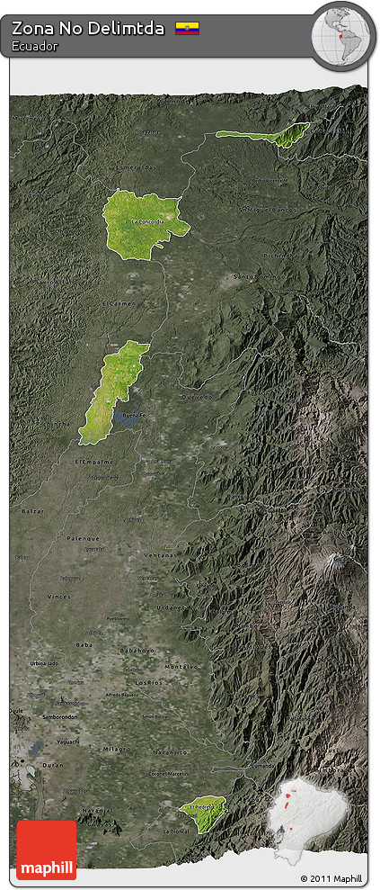 Satellite 3D Map of Zona No Delimtda, darken, semi-desaturated