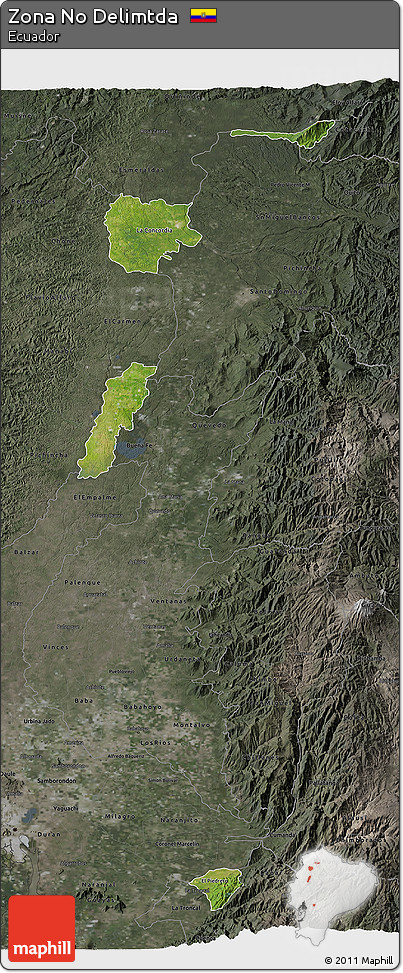 Satellite 3D Map of Zona No Delimtda, darken, semi-desaturated