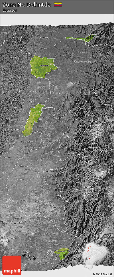 Satellite 3D Map of Zona No Delimtda, desaturated