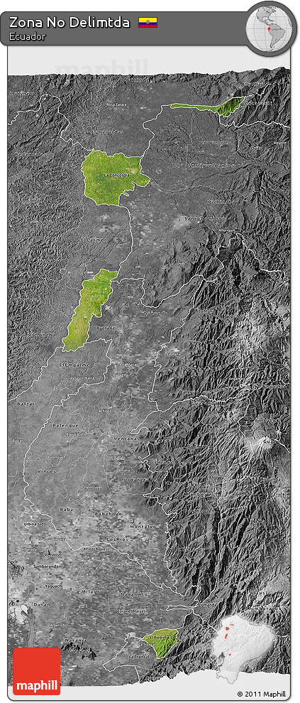 Satellite 3D Map of Zona No Delimtda, desaturated