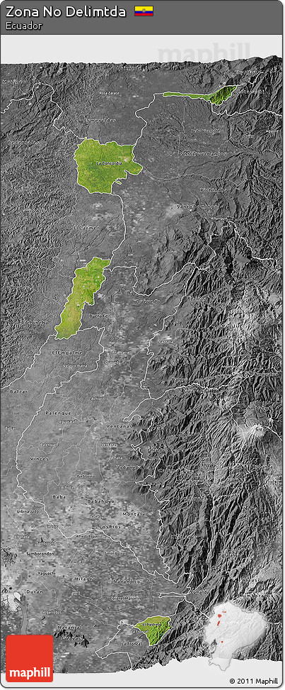 Satellite 3D Map of Zona No Delimtda, desaturated