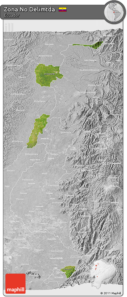 Satellite 3D Map of Zona No Delimtda, lighten, desaturated