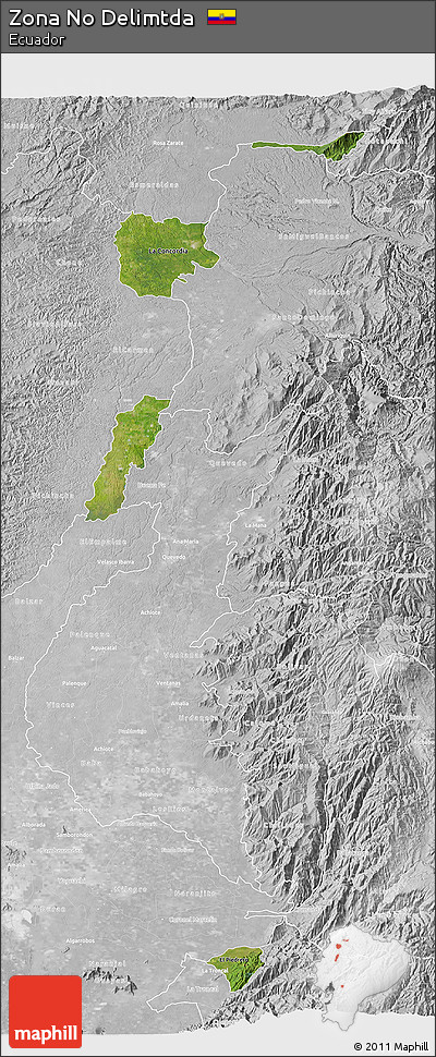 Satellite 3D Map of Zona No Delimtda, lighten, desaturated