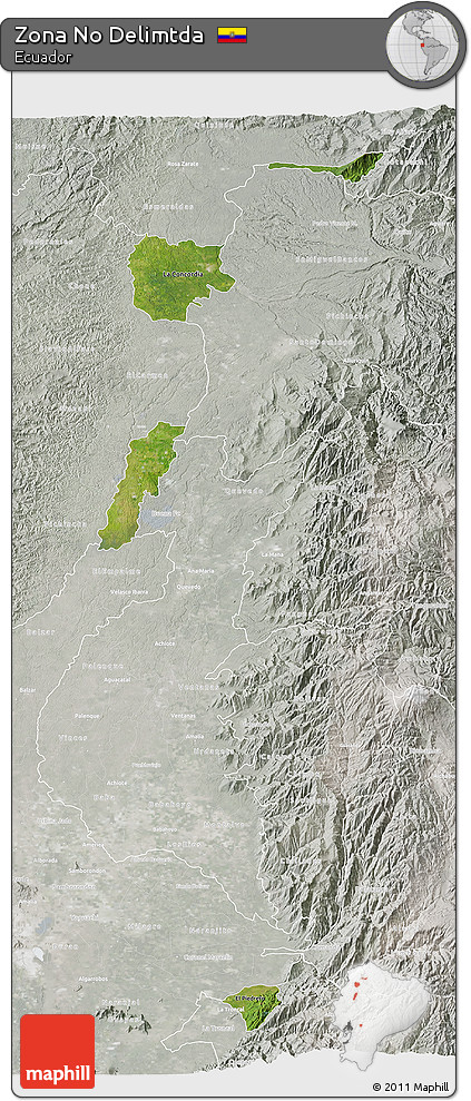 Satellite 3D Map of Zona No Delimtda, lighten, semi-desaturated